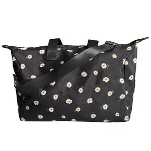Alice and Olivia Stacey Bendet Daisy Floral Duffel Bag Black Travel Weekender‎